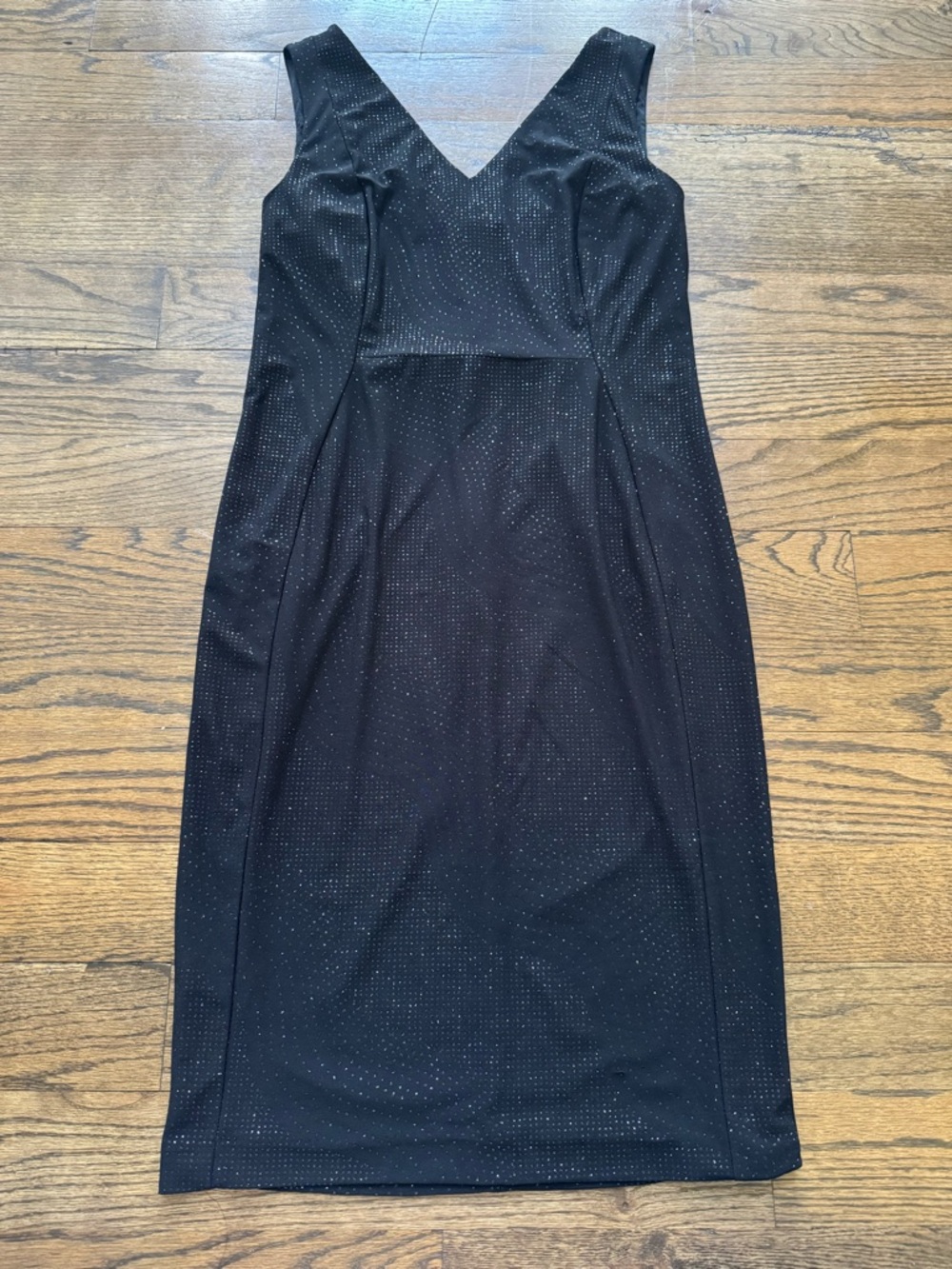 Calvin Klein Black Sparkle Sheath Dress Sleeveless V-Neck Size 8